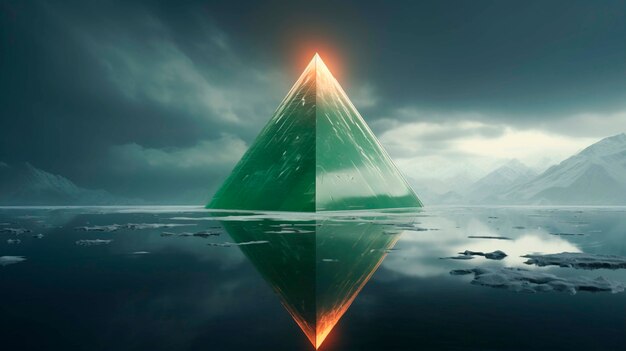 3d rendering of triangle over watee