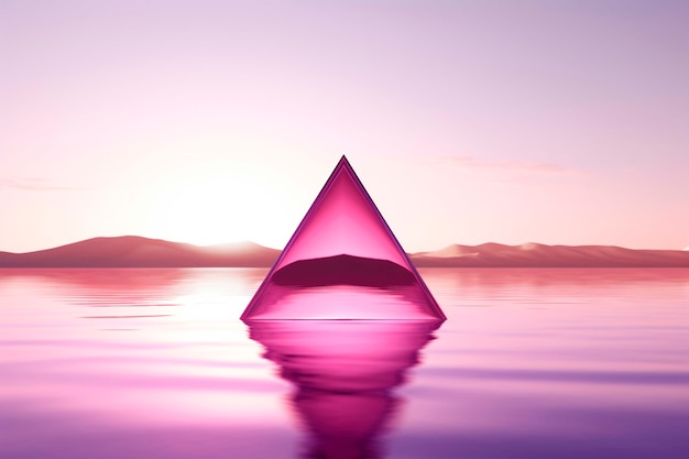 水上の三角形の 3 d レンダリング