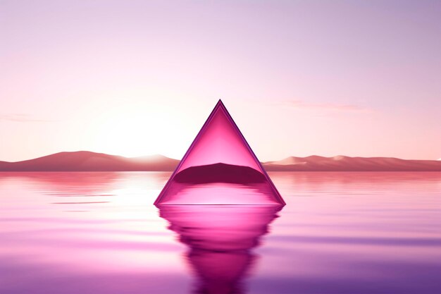 물 위에 삼각형의 3d 렌더링
