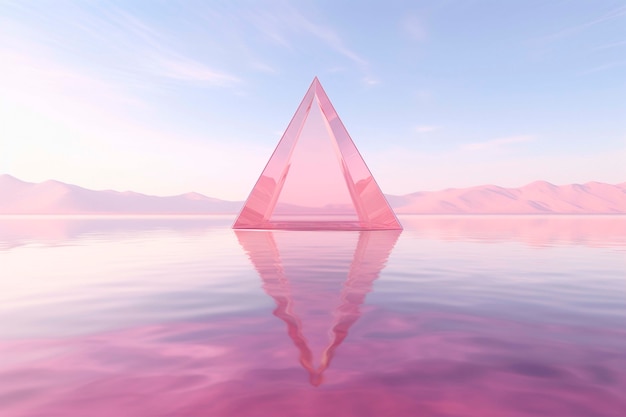 Free photo 3d rendering of triangle over water