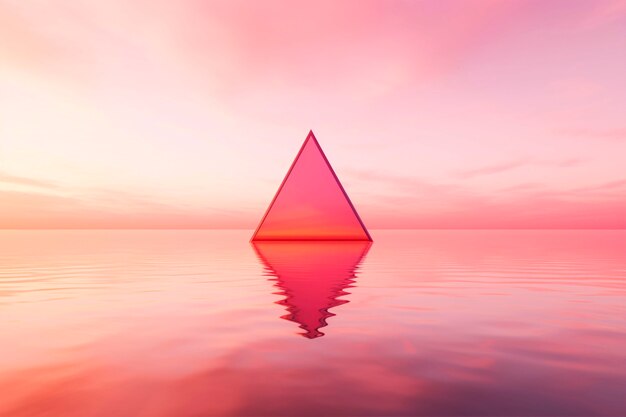 물 위에 삼각형의 3d 렌더링
