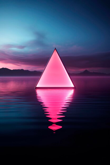 3d rendering of triangle over water