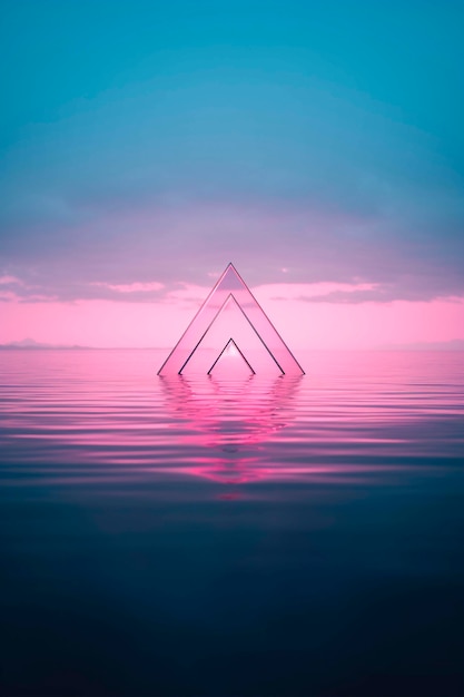 Free photo 3d rendering of triangle over water