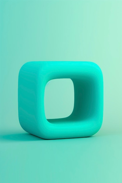 Free photo 3d rendering of turquoise square shape