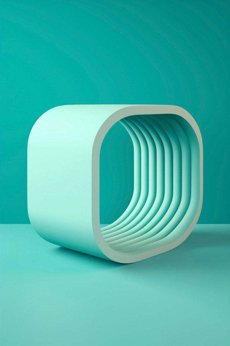 Free Photo 3d rendering of turquoise square shape