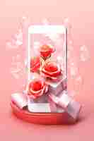 Free photo 3d rendering of valentines day phone