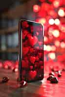 Foto gratuita rendering 3d del telefono del giorno di san valentino.