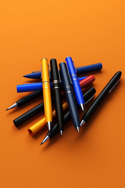 3d rendering of various pens