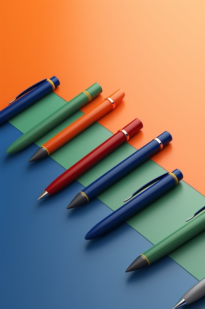 3d rendering of various pens