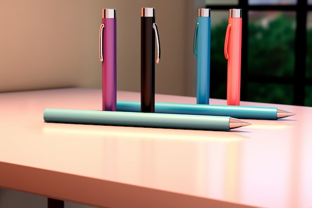 Free photo 3d rendering of various pens