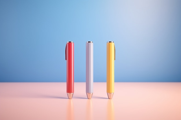 Free photo 3d rendering of various pens