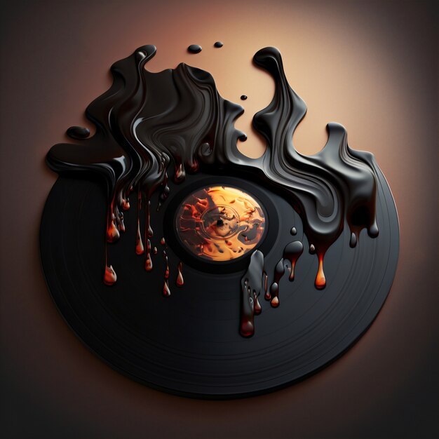 3d rendering of vinyl disk melting