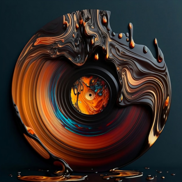 3d rendering of vinyl disk melting