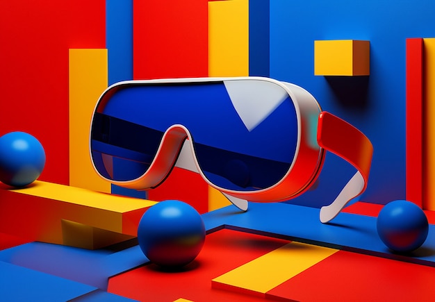 Free photo 3d rendering of vr glasses for cinema