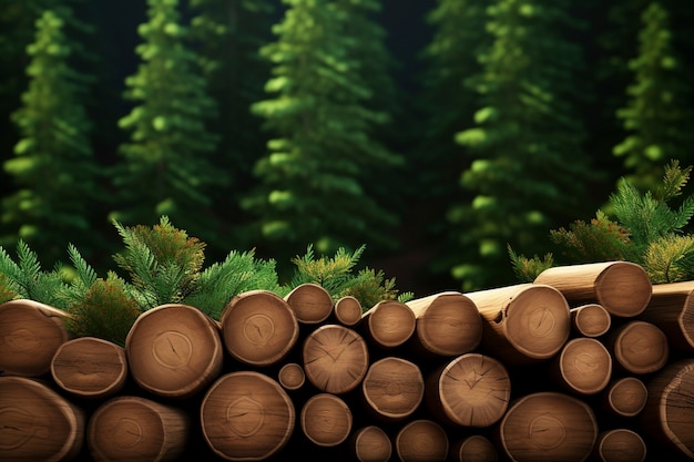 Free photo 3d rendering of wood logs