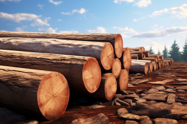 Free photo 3d rendering of wood logs