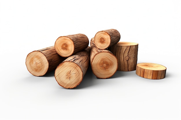 Free photo 3d rendering of wood logs