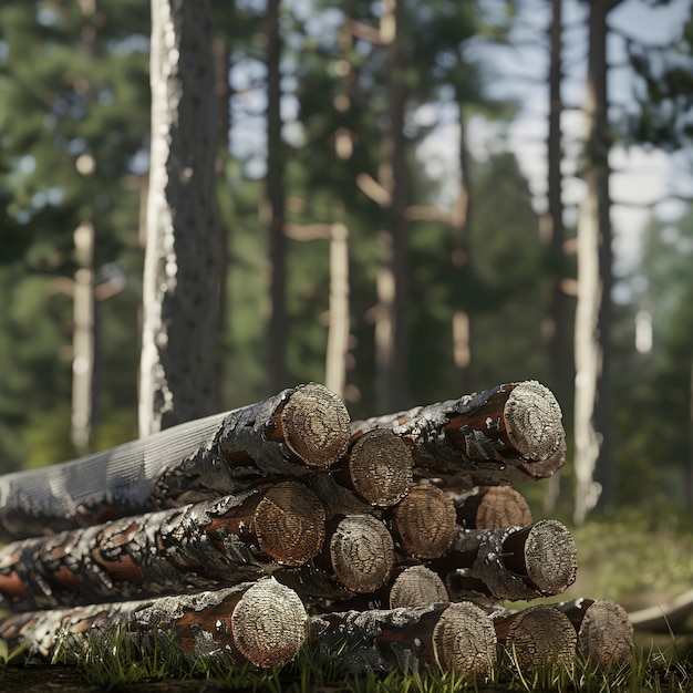 Free photo 3d rendering of wood logs