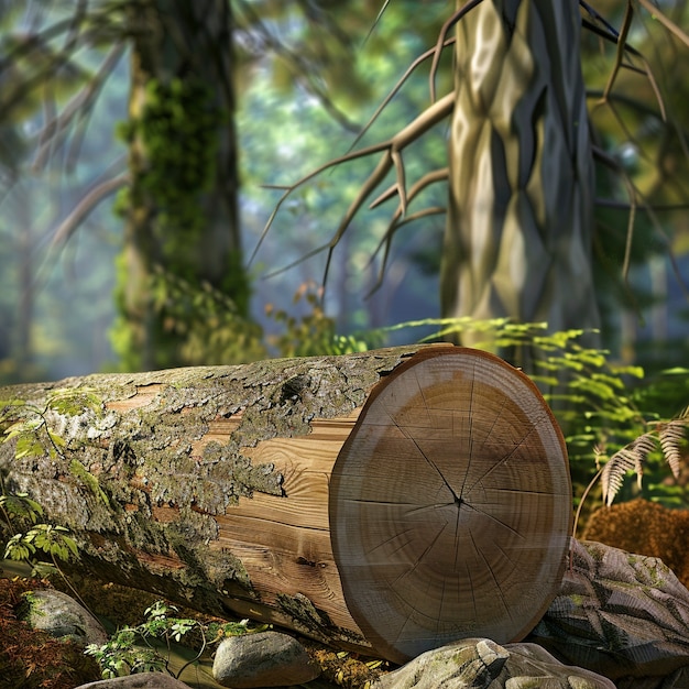 Free photo 3d rendering of wood logs