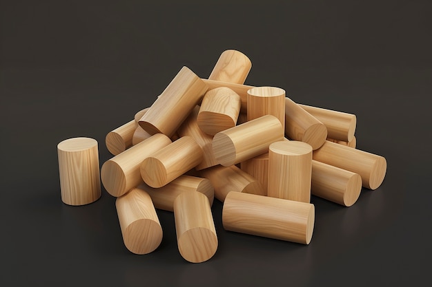 Foto gratuita rendering 3d di tronchi di legno