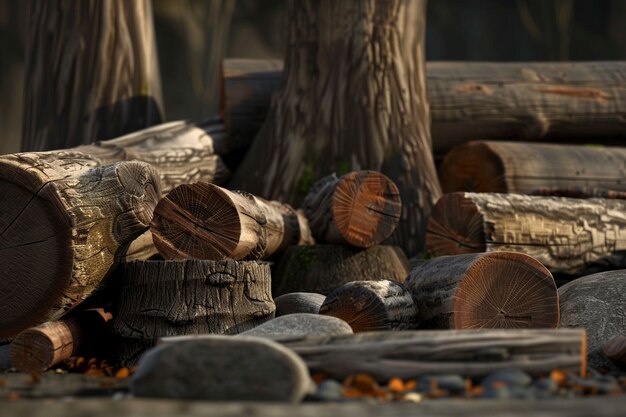 3d rendering of wood logs