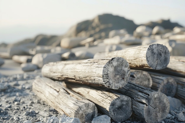 Foto gratuita rendering 3d di tronchi di legno