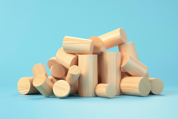 Foto gratuita rendering 3d di tronchi di legno