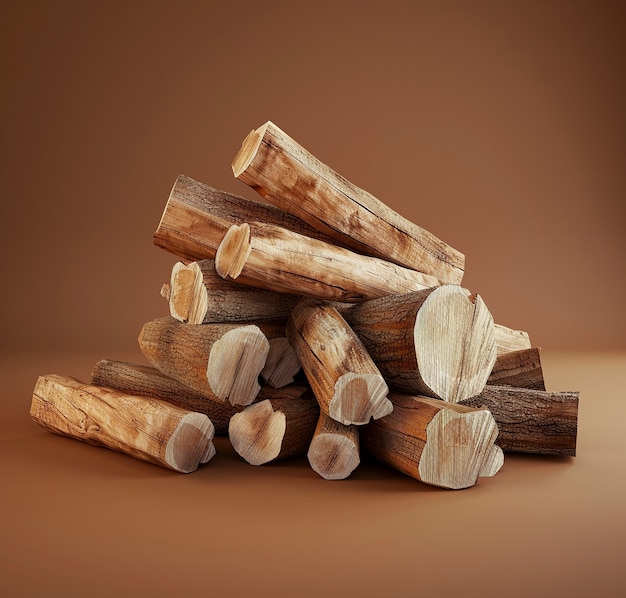 Free photo 3d rendering of wood logs