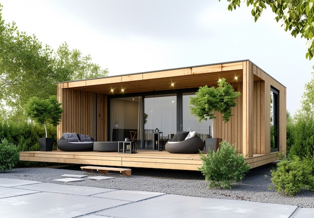 Free photo 3d rendering of wooden house