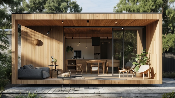 Free Photo 3d rendering of wooden house