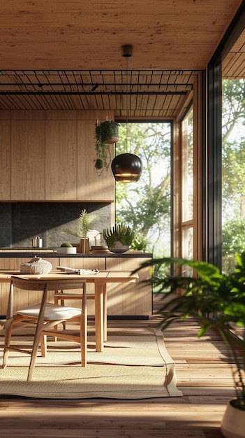 Foto gratuita rendering 3d di una casa in legno