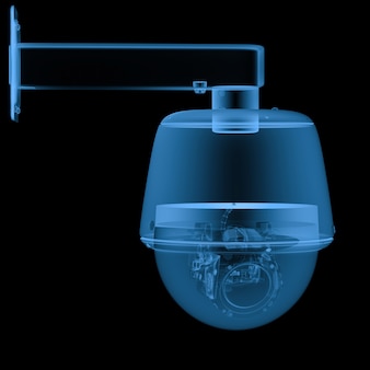 3d-рендеринг рентгеновской камеры безопасности или камеры видеонаблюдения, изолированные на черном