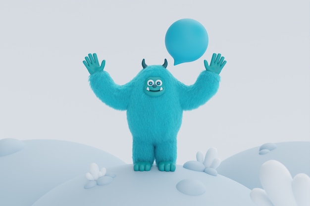 Foto gratuita rappresentazione 3d dello yeti