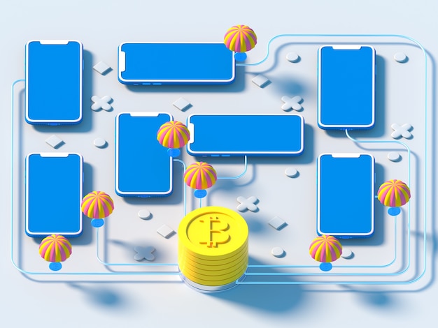 3d rendewring of cryptocurency distribution concept