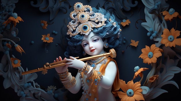 3d representation of hindu deity krishna