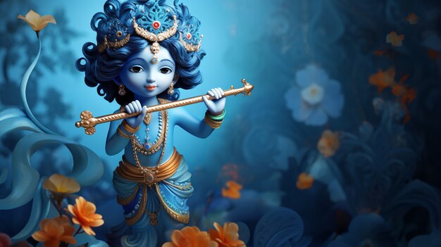 3d representation of hindu deity krishna