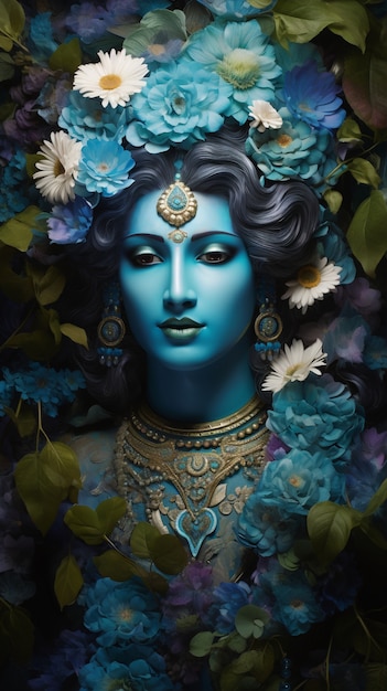 3d representation of hindu deity krishna