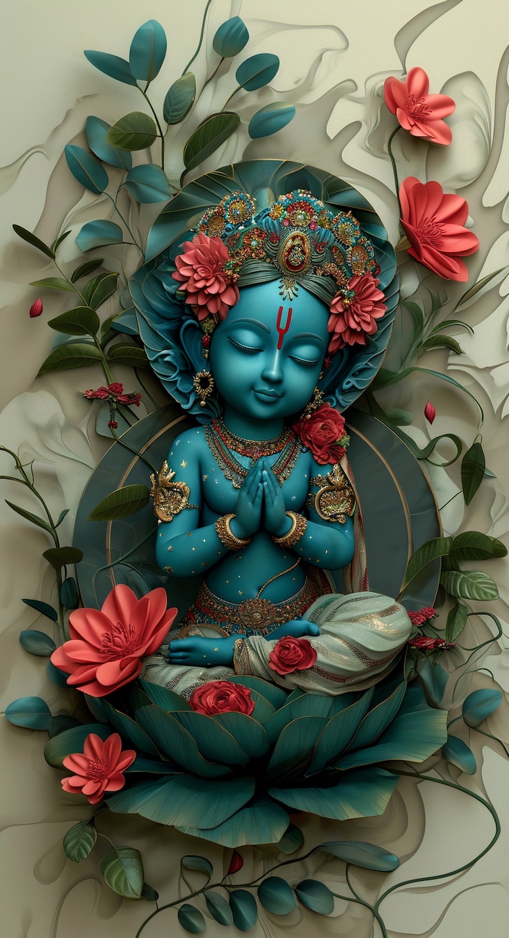 Free Photo 3d representation of hindu deity krishna