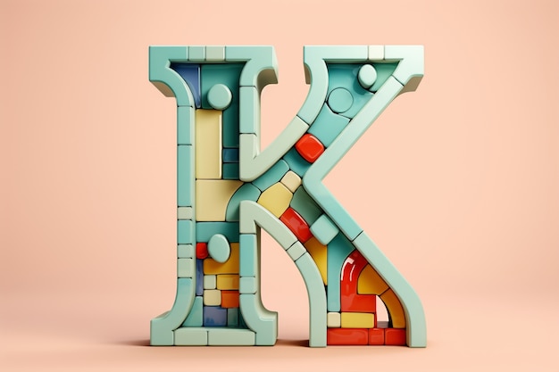 Free photo 3d representation of the letter k