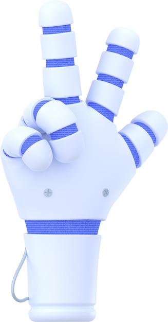 La mano del robot 3d mostra tre dita