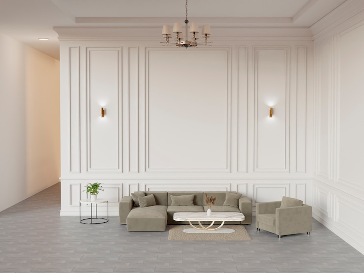 Free Photo 3d room interior with classic design and furniture