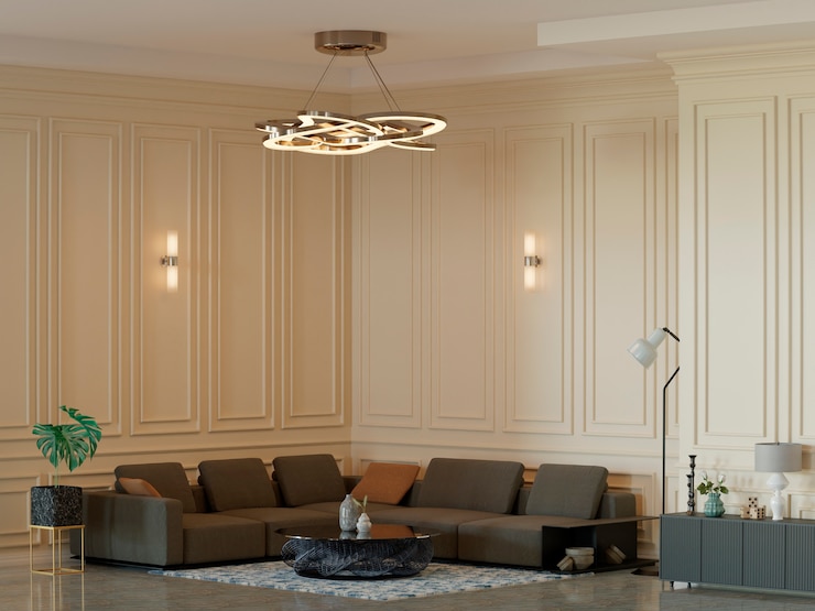 Free Photo 3d room interior with classic design and furniture