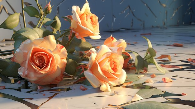 3Dのバラの花の配置