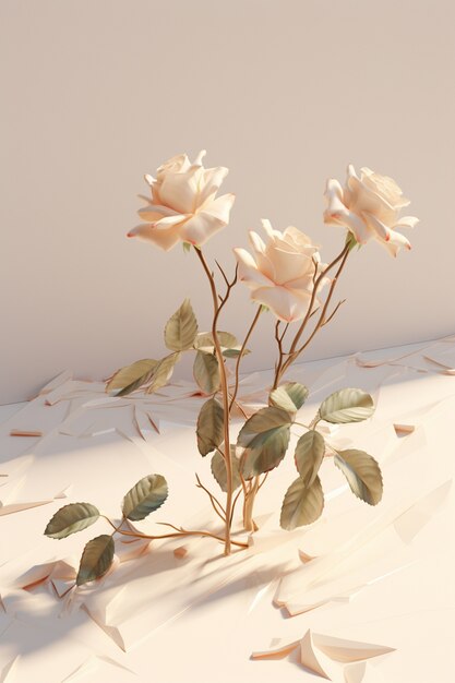 3Dのバラの花の配置