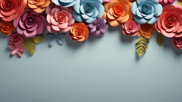 Free photo 3d rose flowers background with copy space