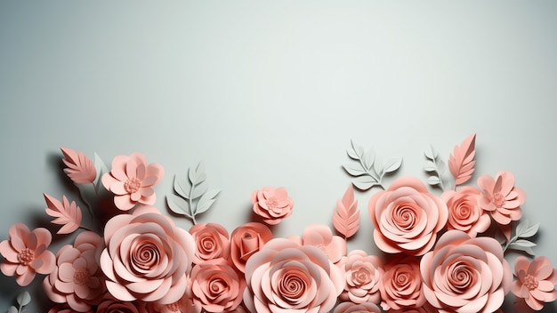 Free photo 3d rose flowers background with copy space