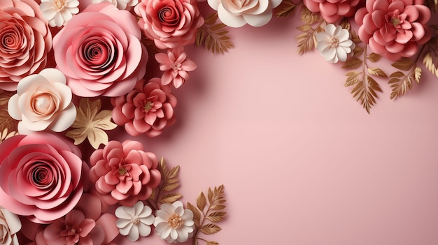 Free photo 3d rose flowers background with copy space