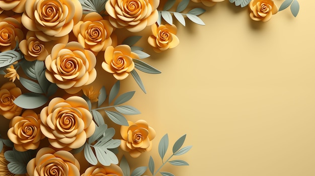 Free photo 3d rose flowers background with copy space