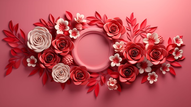 Free photo 3d rose flowers background with copy space