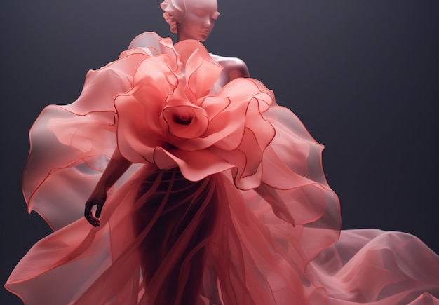 Бесплатное фото 3d розовые цветы с тканью